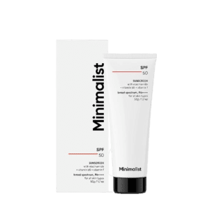 Minimalist Cream Sunscreen SPF 50 Lightweight With Multi-Vitamins, No White Cast, Broad Spectrum PA ++++ Acne Safe For Unisex, 50g