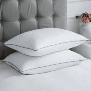 LA VERNE Set of 2 White Striped Rectangular Sleeping Pillow