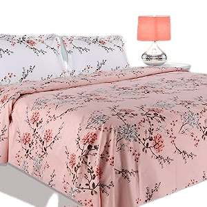 Haus & kinder Victorian Summer Dream 100% Cotton Floral Double Bedsheet with 2 Pillow Covers, 186 TC, Size 100 inch by 90 inch Pink