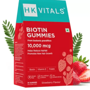 HEALTHKART HK Vitals Biotin Hair Gummies, 10000 mcg Biotin with Zinc, Vegan, Strawberry