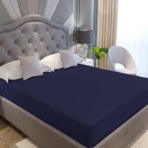 LA VERNE Blue Queen Size Cotton Terry Waterproof Mattress Protector