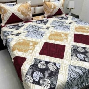 Pure Decor Grey & Maroon Floral Polycotton 3 Piece Double King Superfine Bedding Set