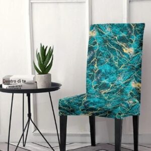 Aura Set Of 6 Green & Yellow Printed Chair Cover