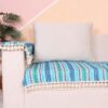 STITCHNEST Blue & White Printed Jacquard 3-Seater Sofa Cover