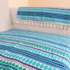 STITCHNEST Blue & White Printed Jacquard 3-Seater Sofa Cover