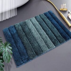 LUXEHOME INTERNATIONAL Teal Green Striped Anti-Skid 1700GSM Doormats