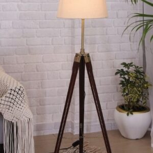 Homesake Beige & Brown Solid Contemporary Tripod Floor Lamp