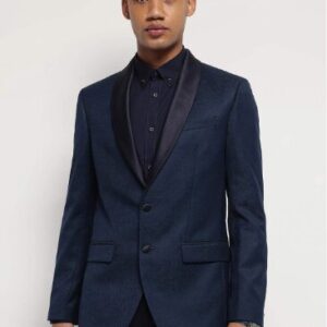 Marks & Spencer Textured Slim-Fit Single-Breasted Blazer