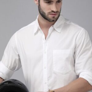 Roadster Men White Classic Regular Fit Cotton Casual Shirt