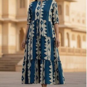 SATITHA Women Floral Printed Block Print Anarkali Kurta
