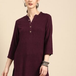 Sangria Printed Mandarin Collar Short Kurti