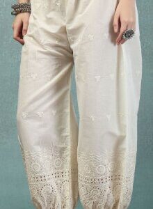 Moda Rapido Women Floral Embroidered Chikankari Loose Fit Cotton Afghani Salwar