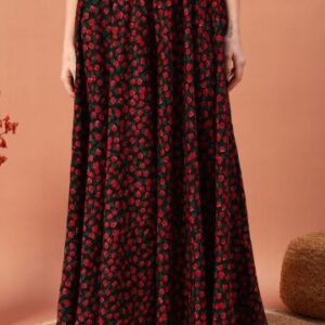 ZWERLON Women Floral Printed Flared Maxi Skirts