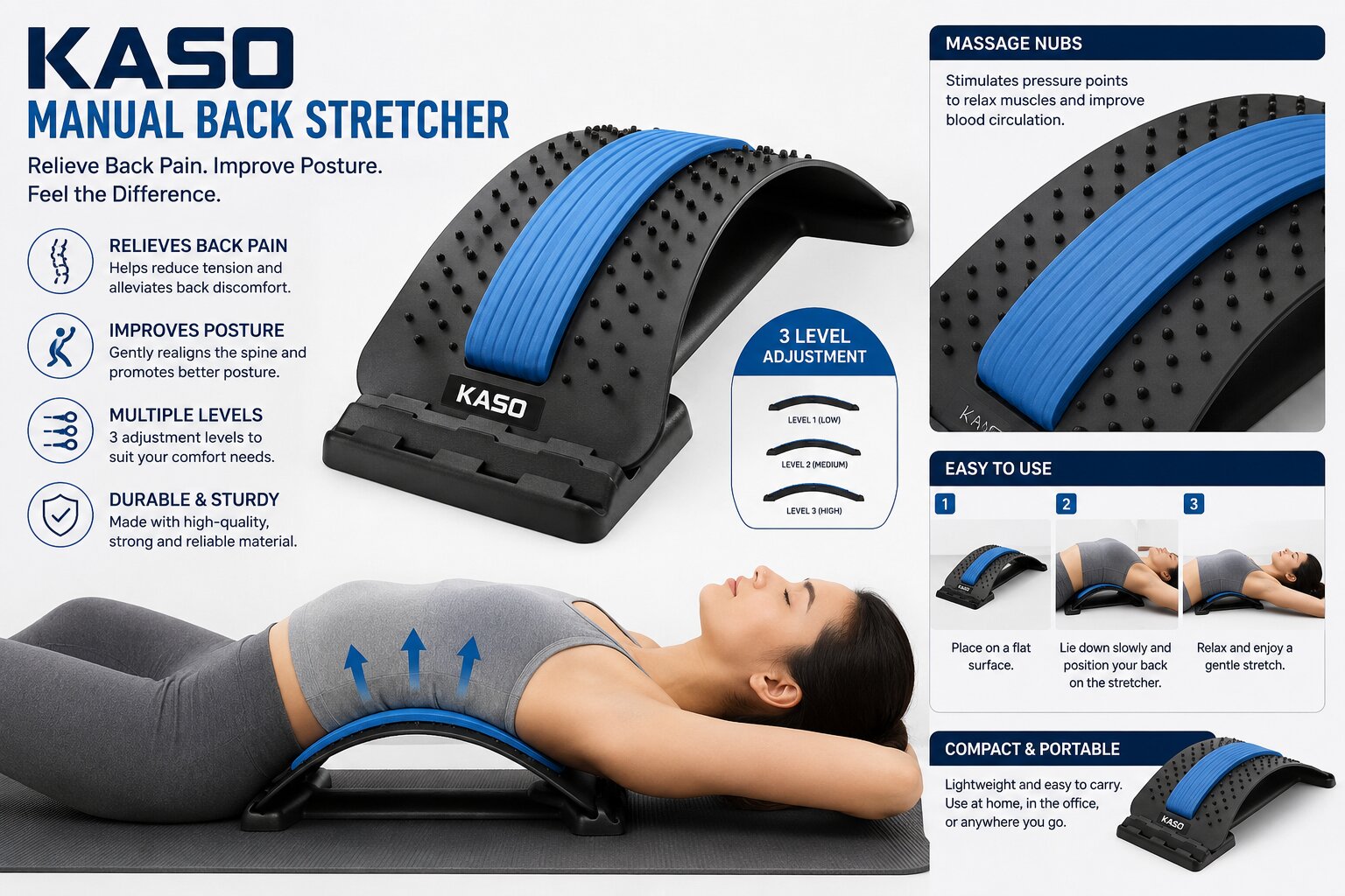 Enhancing Spinal Alignment and Therapeutic Relief with the Kaso Manual Back Stretcher