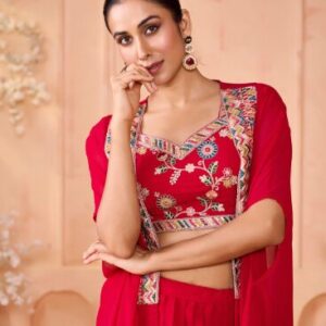 MADHURAM Embroidered Sequinned Ready To Wear Lehenga With Choli & Shrug
